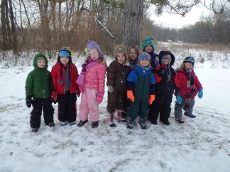 Natural Beginnings students enjoying the extended Illinois winter.
