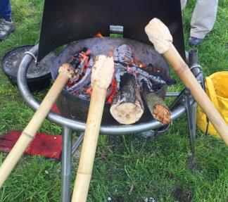 Photo by Rachel Larimore Making stick bread