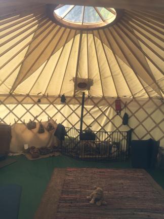 Photo by Rachel Larimore Inside the Stickland yurt.