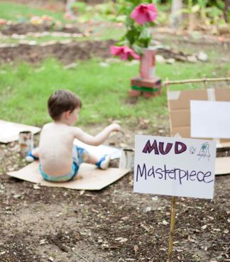 Allison Fisher Making mud pies in the Tiny Tot Nature Spot